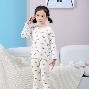 Kids Thermal Cotton Pajama Set | Soft Long Sleeve Top & Pants | Cozy Sleepwear